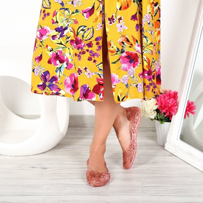 Różowe baleriny z brokatem Carolina- Obuwie