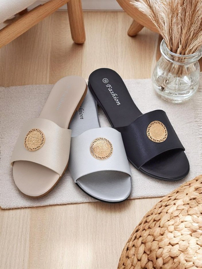 Royalfashion Női lapos talpú papucs Golden Slip