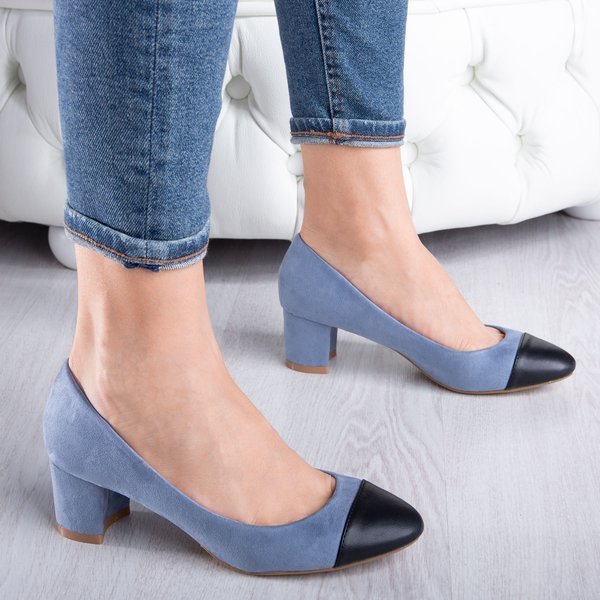 OUTLET Kék szivattyú fekete lábujjal Rudolfina - Lábbeli