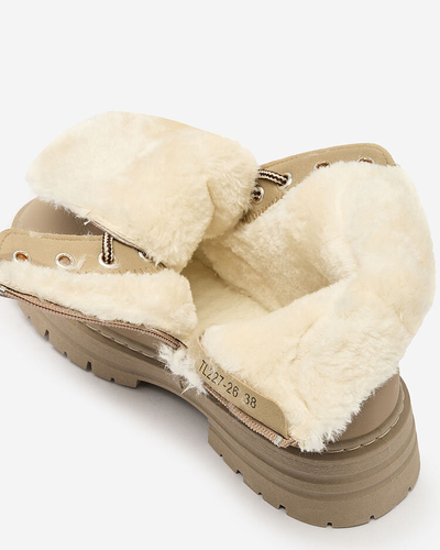 Royalfashion Szürke-barna női szigetelt trapper csizma Radoras