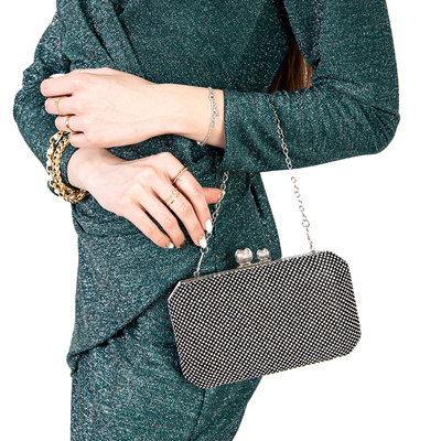 Fekete, kis női kuplungtáska cirkóniával - Kiegészítők