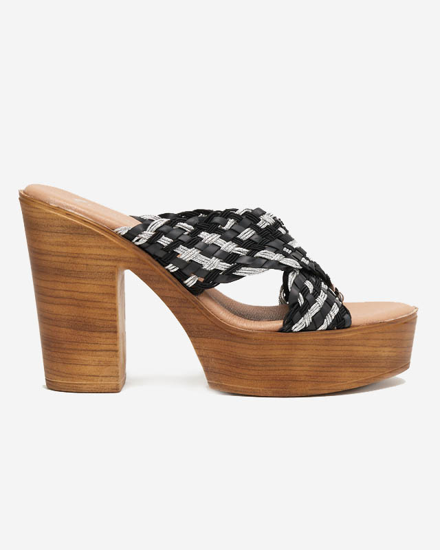 Fekete női papucs magas oszlopon Kotinso - Lábbeli