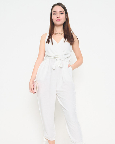 Női fehér jumpsuit vékony pánttal - Ruházat