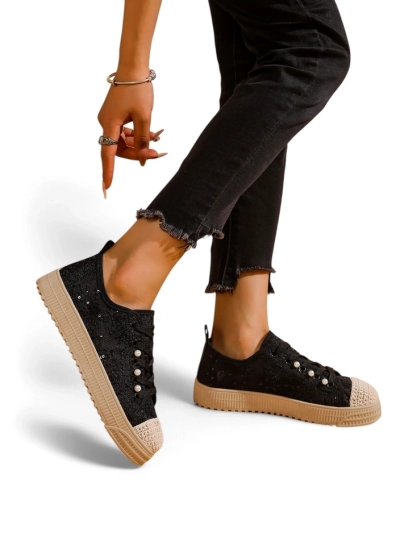 Royalfashion Női csipke sneaker flitterekkel Nille