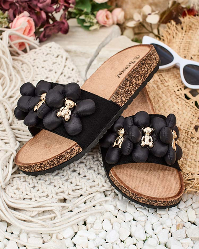 Royalfashion Női flip-flop arany mackókkal és virágokkal Isaralle
