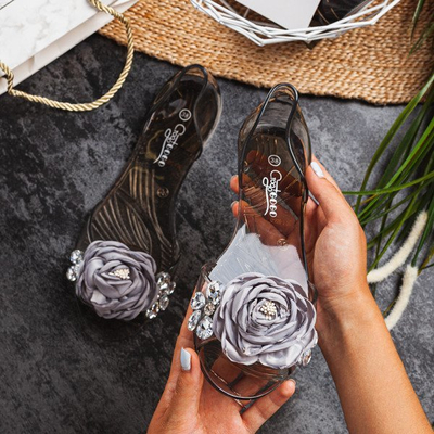 OUTLET Fekete átlátszó Meliski díszítéssel Malia - Lábbeli