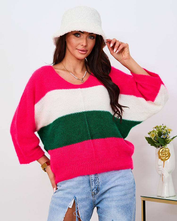 Royalfashion Brown női virágos pulóver