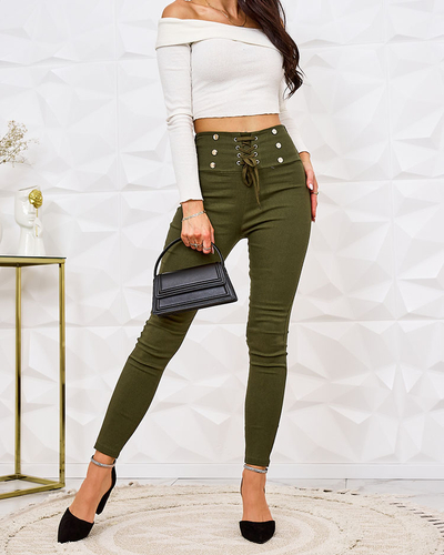Royalfashion Női teggings nadrág dekoratív kötéssel