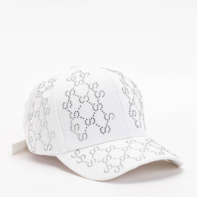 Női fehér baseball sapka cirkóniákkal - Kiegészítők