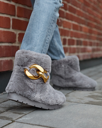 Szürke női hócsizma szőrmével Sattopa- Lábbeli