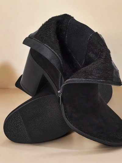Royalfashion Eco-velúr női bokacsizma tömbsarkon Cesios
