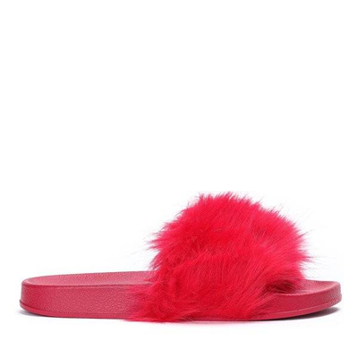 OUTLET Piros papucs szőrrel Millie- Shoes