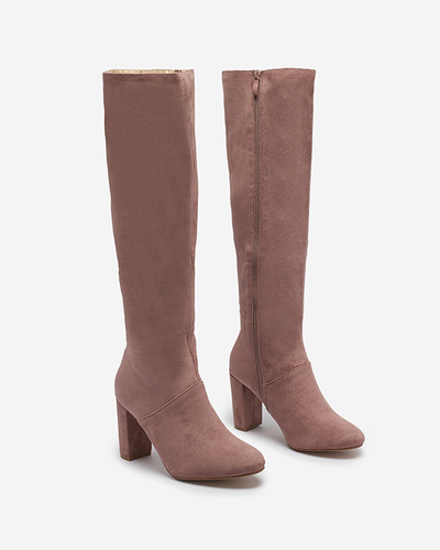 Rózsaszín női öko-szarvasbőr tűsarkú csizma Asdorra- Lábbeli