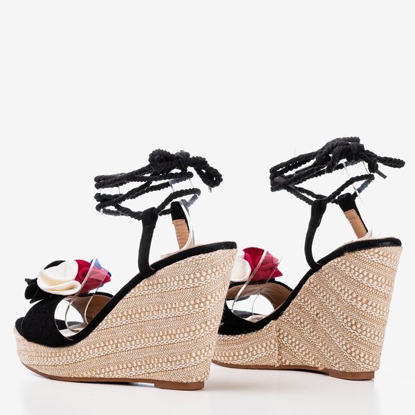 Fekete női fűzős ék szandál a Chantelle-től - Lábbeli