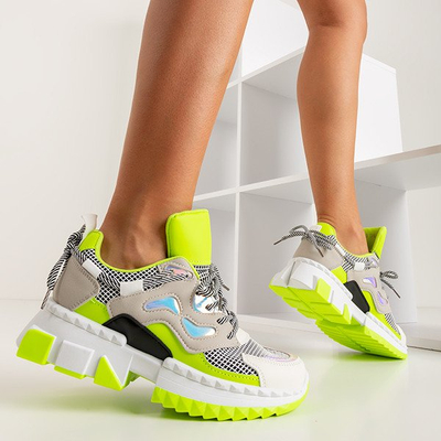 Neonowe zielone sportowe buty damskie Crazy - Obuwie