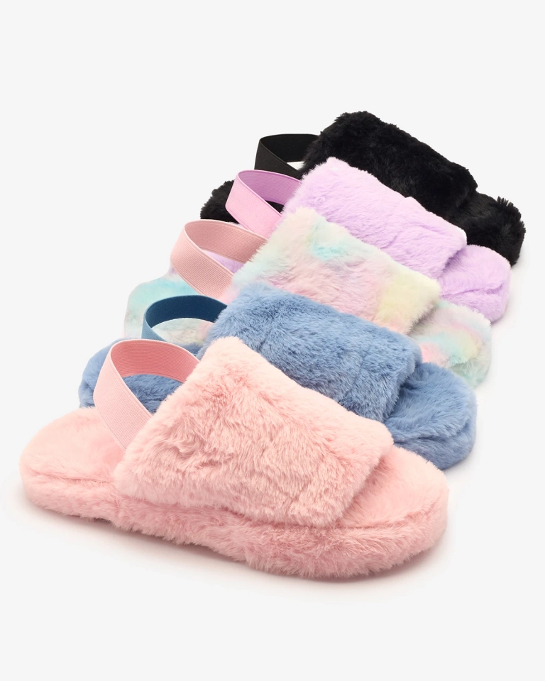 Royalfashion Fekete női szőrme papucs Nabres