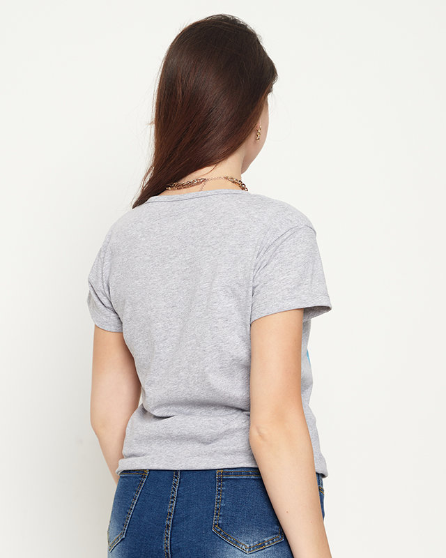 Szürke női póló kutyamintás - Ruházat