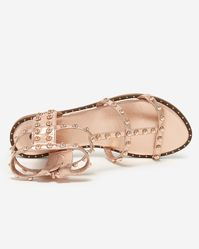 Róza arany fúvókákkal díszített női szandál - Nuriak - Lábbeli