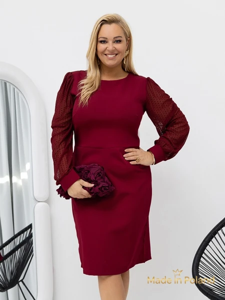 Elegáns női mini ruha hálós ujjakkal Evilla
