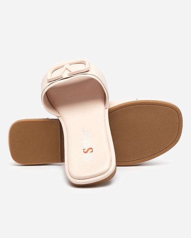 OUTLET Bézs színű női papucs eco bőrrel Cartec- Footwear