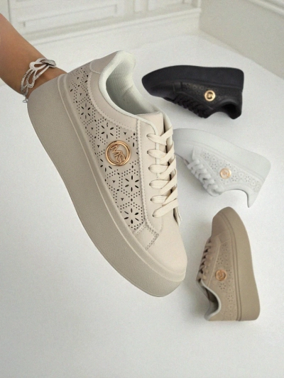 Aurelia Bézs Platform Sneakers Royalfashion Öko Bőr