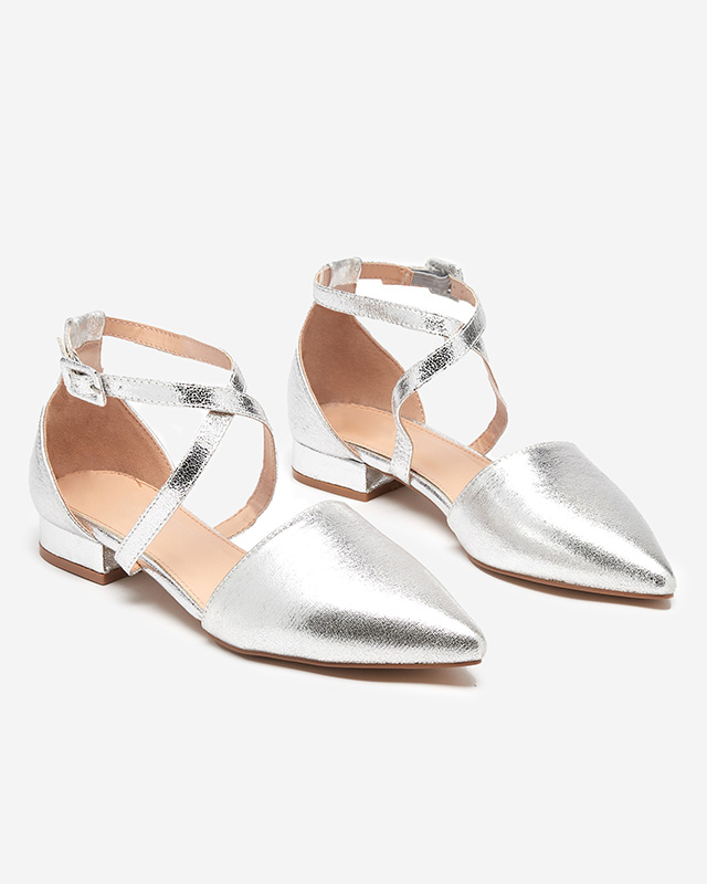 OUTLET Ezüst női balerinák lapos sarkú Osies- Cipők