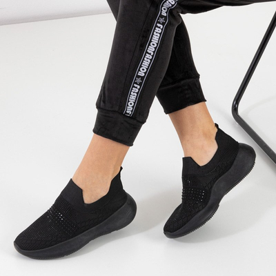 Női fekete papucs, köbös cirkóniával Renda - Lábbeli