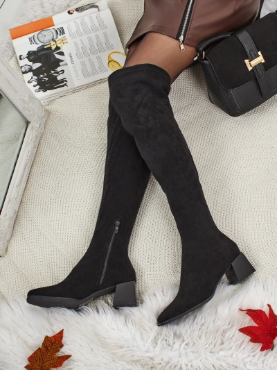 Dovrisse női térd fölé érő öko-velúr csizma