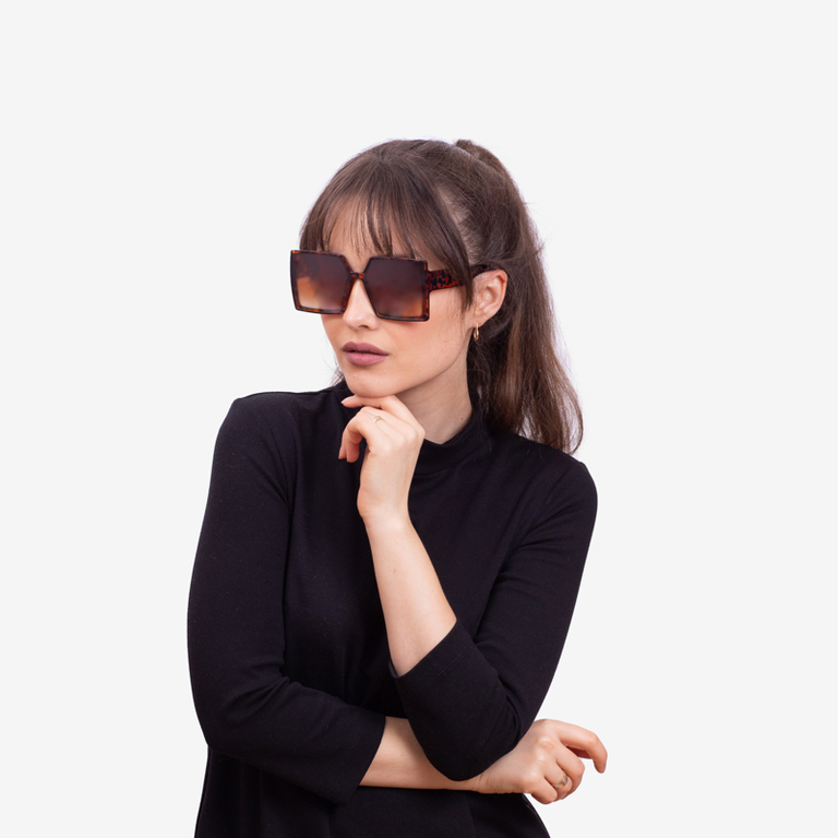 Női barna szögletes leopárdmintás napszemüveg - Kiegészítők