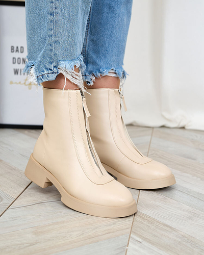 Royalfashion Női bézs színű Etiuse lapos sarkú csizma