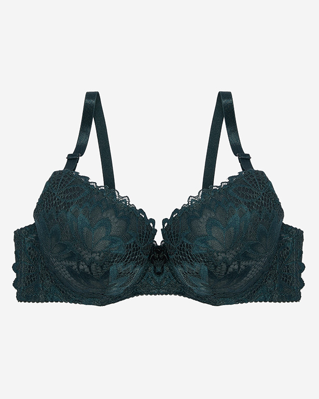 Női párnázott melltartó sötétzöld színben- Fehérnemű