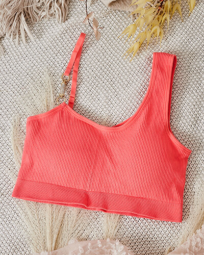 Royalfashion női bordás melltartó díszes pánttal