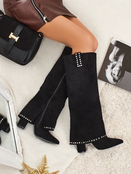 Bryves öko velúr női csizma szárral