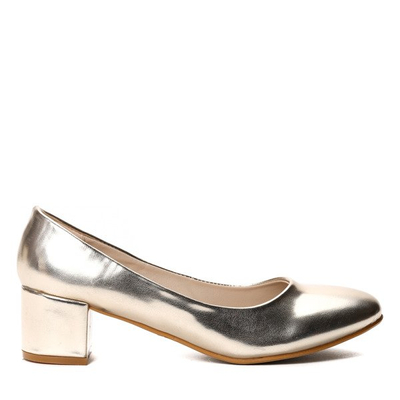 Złote czółenka na słupku - Obuwie