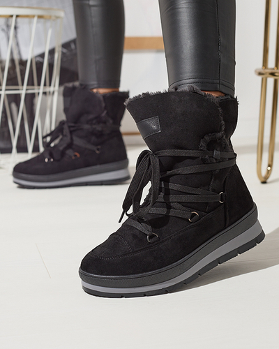 OUTLET Női fűzős platform a'la hócsizma fekete színben Lapres- Footwear