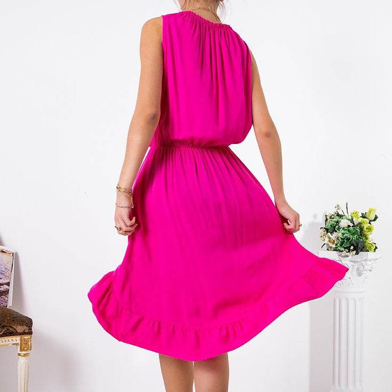 Fukszia aszimmetrikus ujjatlan ruha - Ruházat