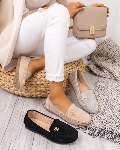 Fekete női mokaszin strasszokkal Endirmo - Lábbeli