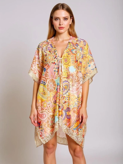 Pareo Afrodyta Royalfashion – színes strandruha V-nyakkal