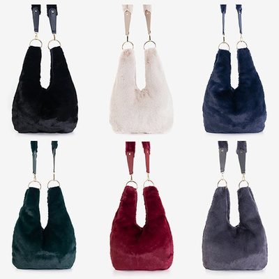 Női sötétzöld szőrű kézitáska - Kézitáskák