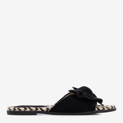 Czarne damskie klapki z kokardką Revda - Obuwie