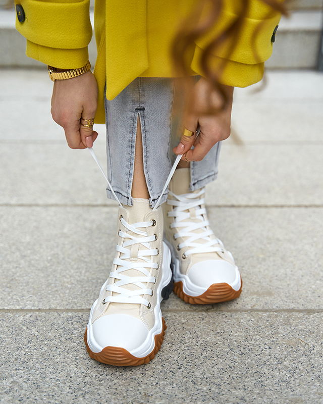 Bézs színű női sportcipő a'la tornacipő Vei - Lábbeli