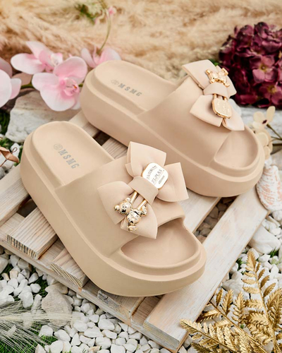 Royalfashion Női gumi flip-flop díszes masnival Apis