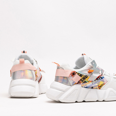 Női fehér sportcipő színes betétekkel Deroni - Lábbeli