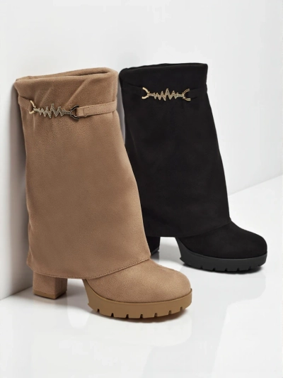 Flora világosbarna elegáns őszi bokacsizma