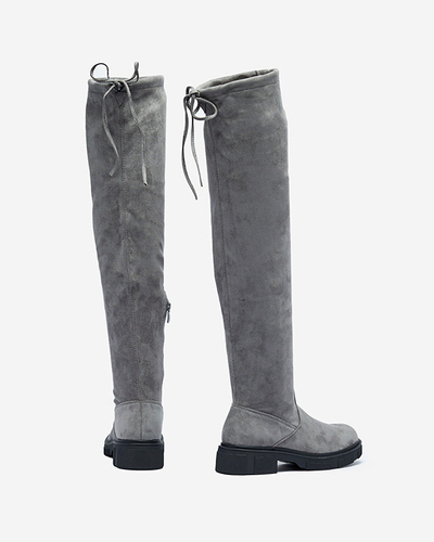 Szürke női csizma térd fölött Weratsa - Lábbeli