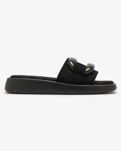 Fekete női flip-flop öko-szarvasbőrből Omve - Lábbeli