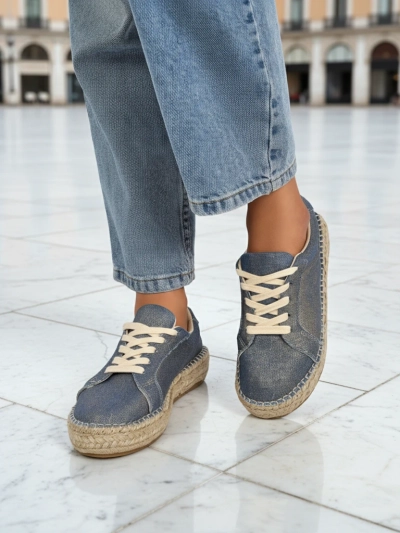 Aurelia Denim Espadrillos – női lapos sarkú szövet tornacipő