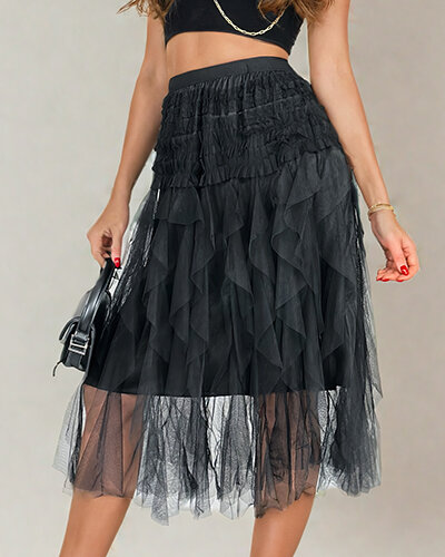 Royalfashion Női dupla rétegű midi szoknya