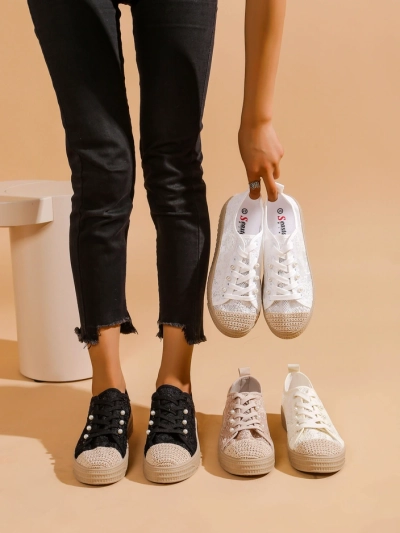 Royalfashion Női csipke sneaker flitterekkel Nille