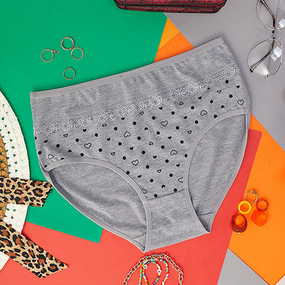 Szürke pamut női alsónadrág szívecskékkel - Fehérnemű